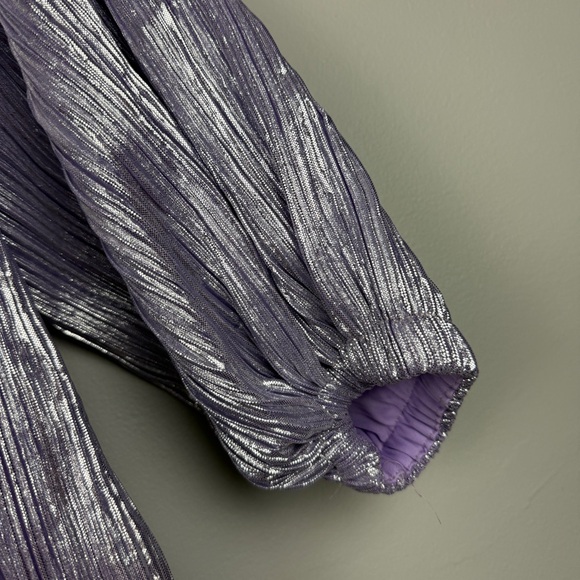 Nasty Gal Metallic Pleated Balloon Sleeve Mini Dress - Picture 5 of 7